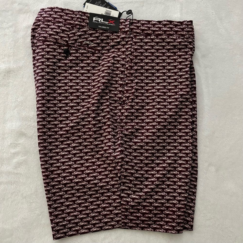RLX Ralph Lauren Stretch Print Tailored Vintage Car 9” Golf Shorts Men’s Sz 42